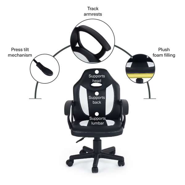 KRATOS GAMING CHAIR BLACK AND WHITE